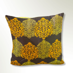 Coussin en satin - wax Noire motifs doré