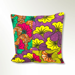 Coussin en satin - wax Fleurs